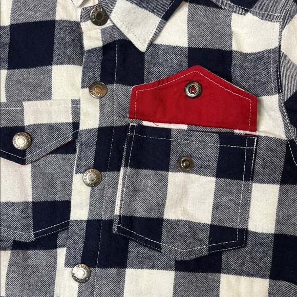 ⭐️ NET- Tommy Bahama Kids Navy and White Plaid fleece lined shirt- small (5/6) - Picture 10 of 15